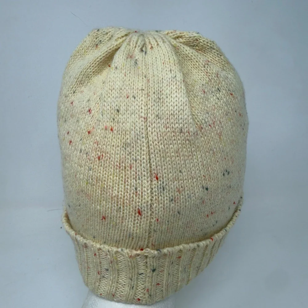 Baby Gap Kids Cream Multi Nep Speckled Fleece‎ Lined Knit Beanie Hat M/L 4-5Y
